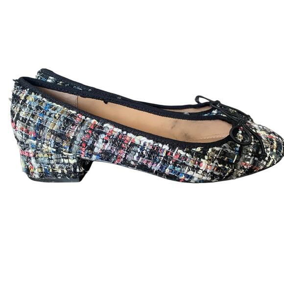 Steve Madden Black Cherish Tie Block Heel Slip On Tweed Ballet Flats size 7.5 - Picture 4 of 10